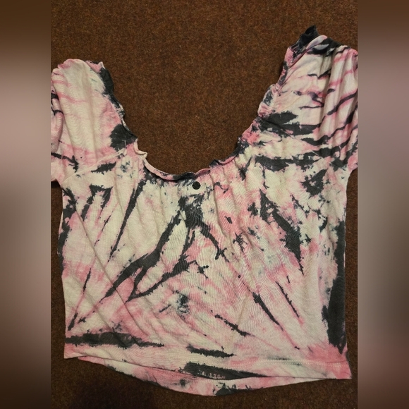 Volcom Tiedoll Wave Shirt In Pink And Grey Tie Dye Size 8 (M) - Picture 9 of 10